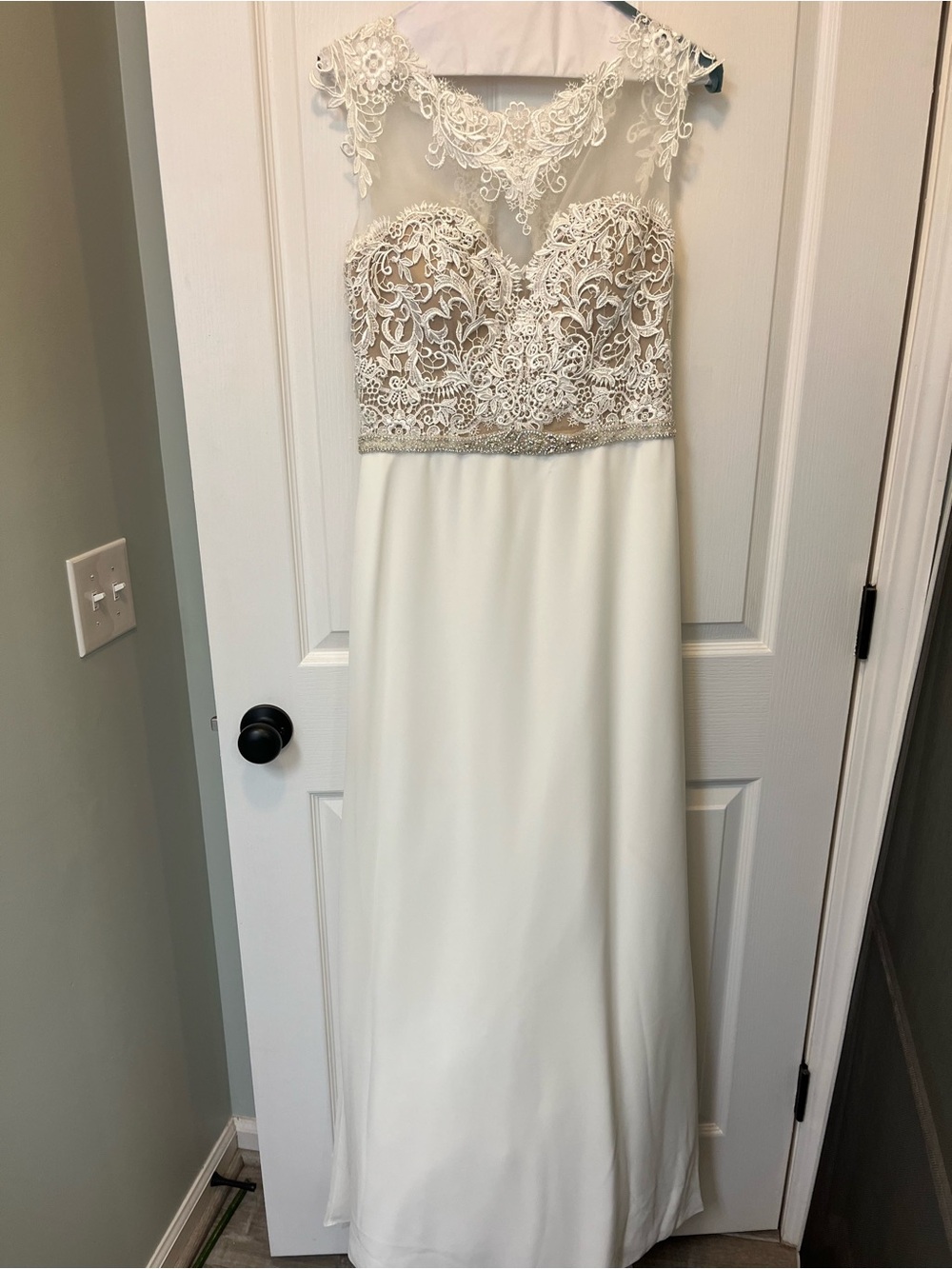 Ivory Lace Bodice Sheath Wedding Dress